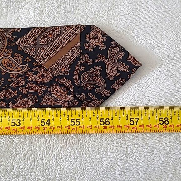 Vintage Robert Talbott Hand Sewen 100% Silk Neck Tie Paisley Brown Black Italian - Picture 2 of 13